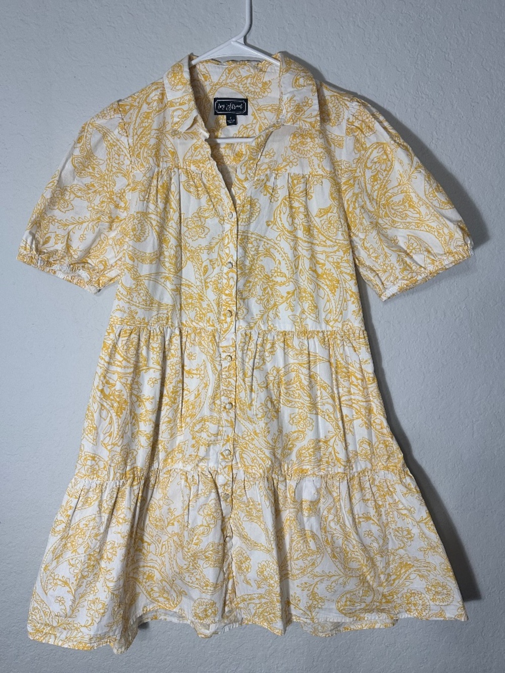 Yellow Paisley Babydoll Mini Dress